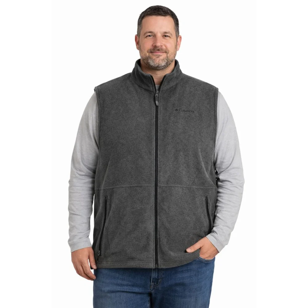 Columbia Fleece Vest XXL Gray Full Zip Outdoor Hiking Mens